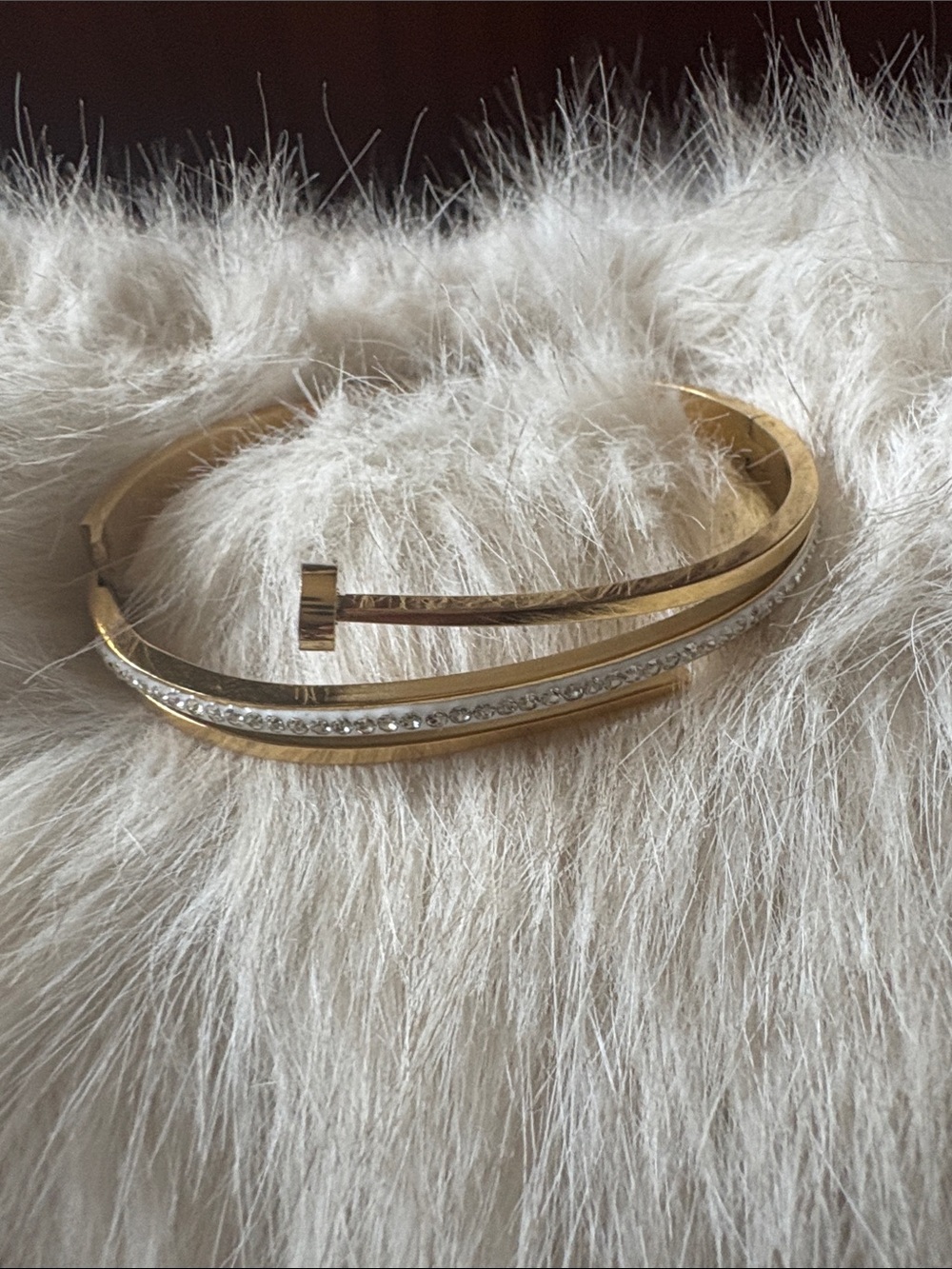 Gold Crystal Nail-Style Cuff Bracelet - Women Jewelry